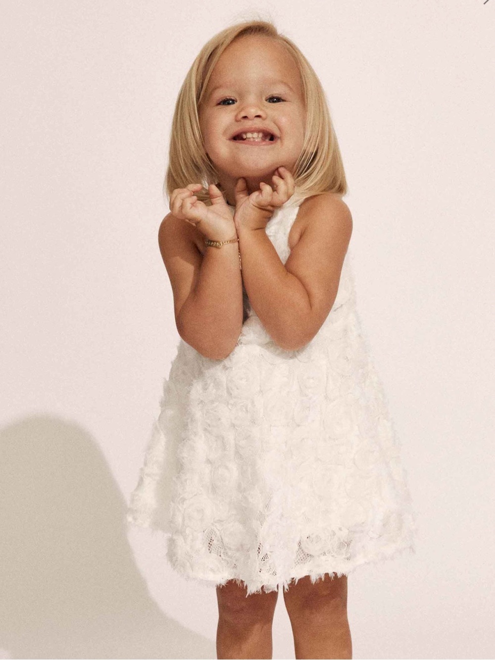 Bardot White Floral Textured Girls' Formal Dress